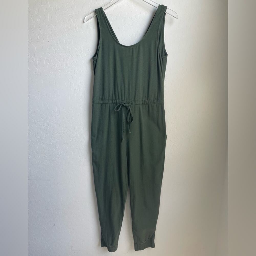 Drew Linen Jumpsuit Olive Green Jogger Style Small